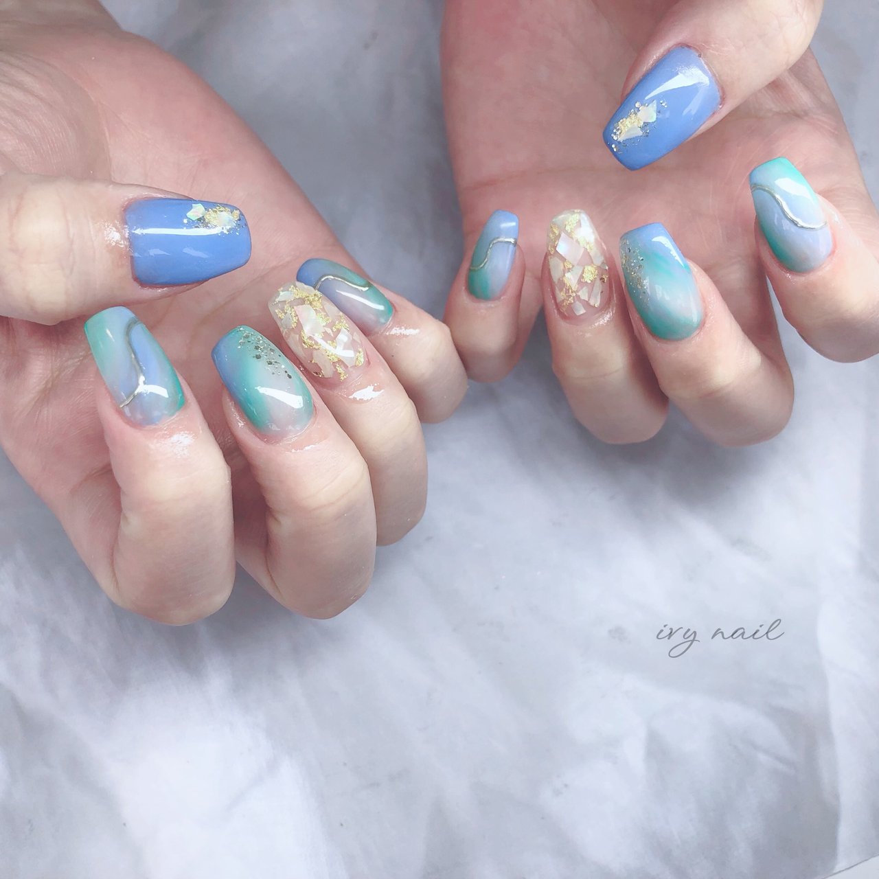 夏 旅行 梅雨 ハンド シェル Ivy Nailのネイルデザイン No ネイルブック