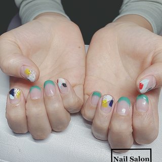 オールシーズン ハンド フレンチ オレンジ イエロー Nail Salon A51のネイルデザイン No ネイルブック