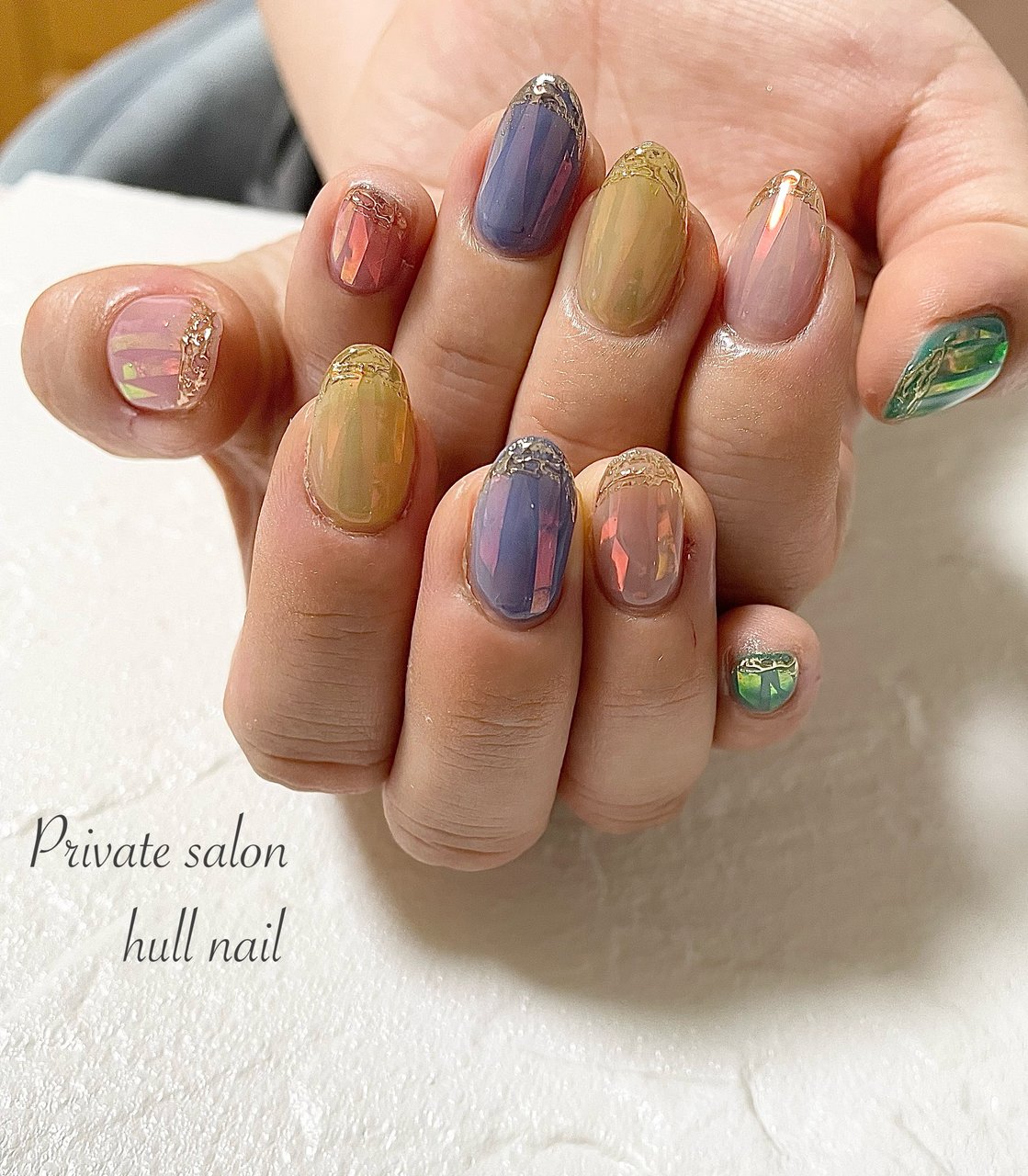 No.19 ピンクネイル、カラフルネイル、オーロラネイル、夏ネイルチップ