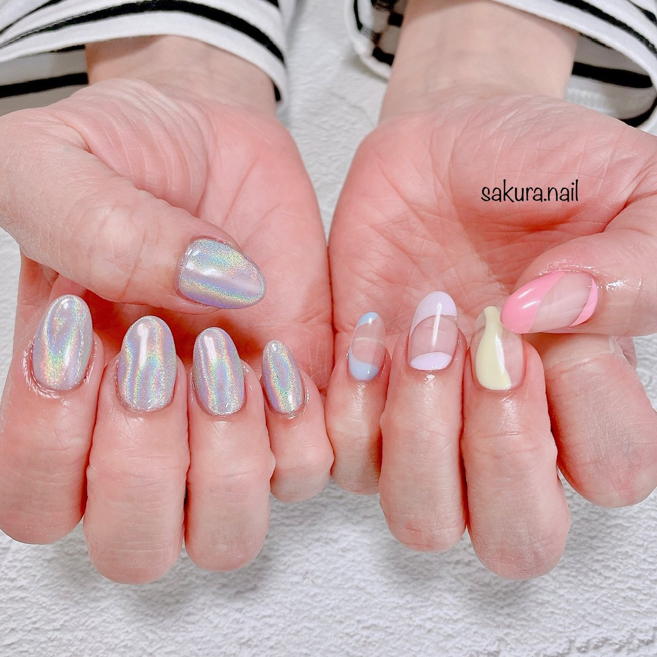 ハンド 変形フレンチ ユニコーン パステル Sakura Nailのネイルデザイン No ネイルブック