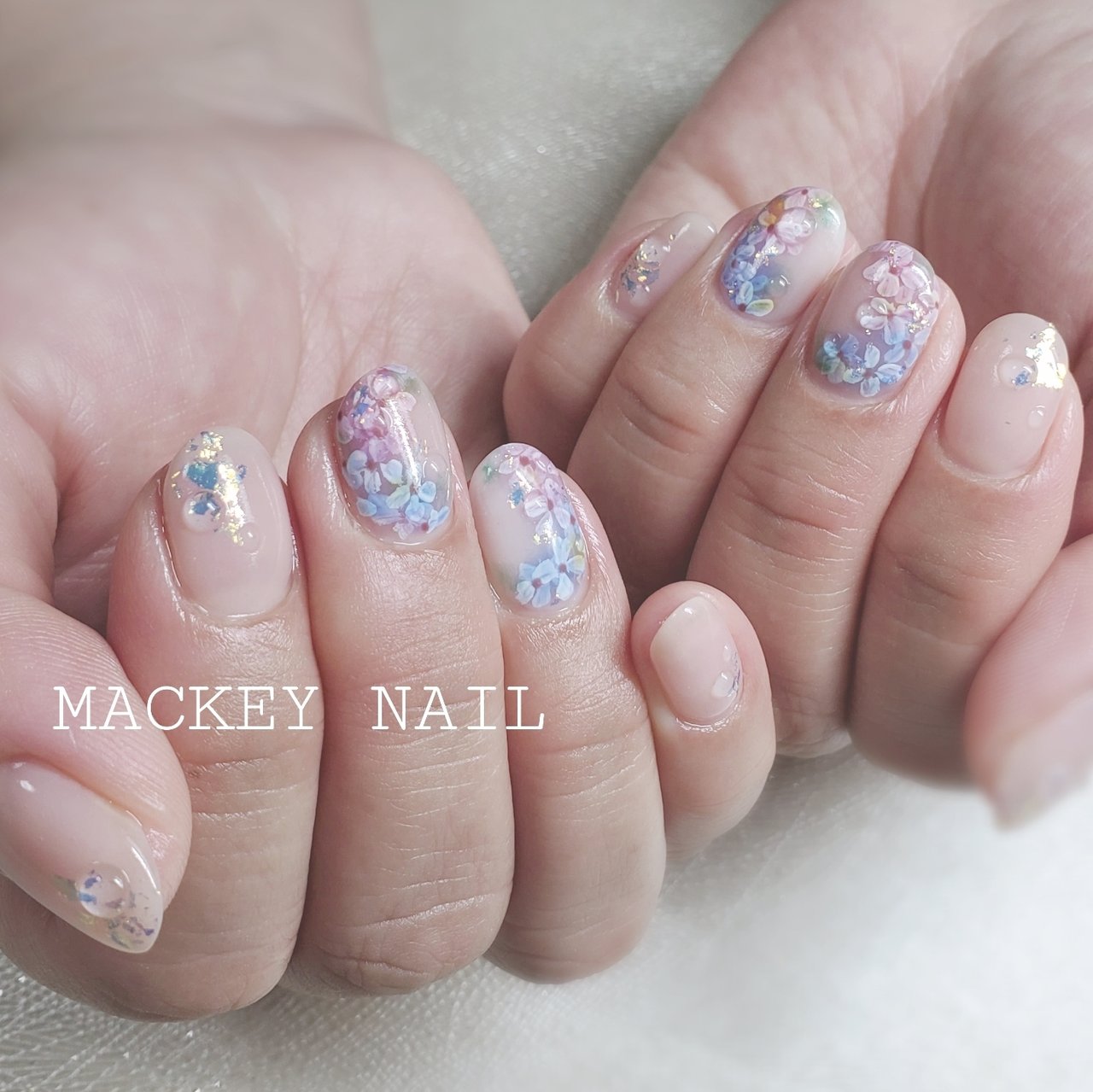 夏 梅雨 オフィス ハンド フラワー Mackey Nailのネイルデザイン No ネイルブック