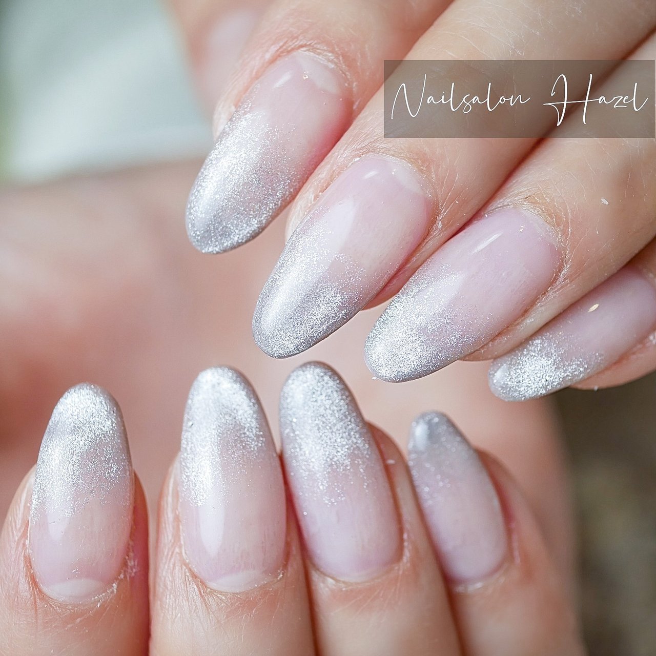 オールシーズン ハンド シンプル グラデーション ラメ Nailsalon Hazelのネイルデザイン No ネイルブック