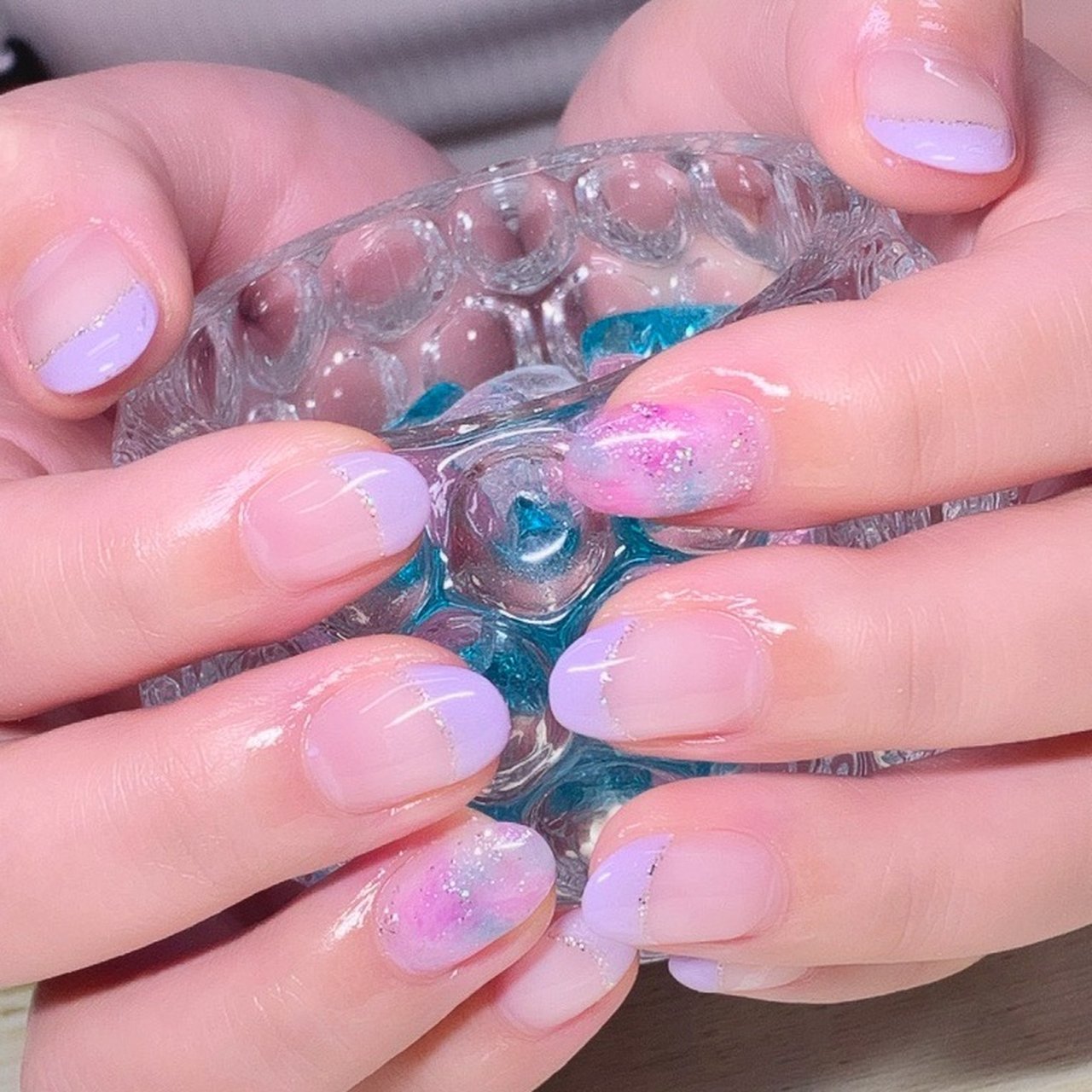 夏 梅雨 ハンド フレンチ ラメ 彩爪花のネイルデザイン No ネイルブック
