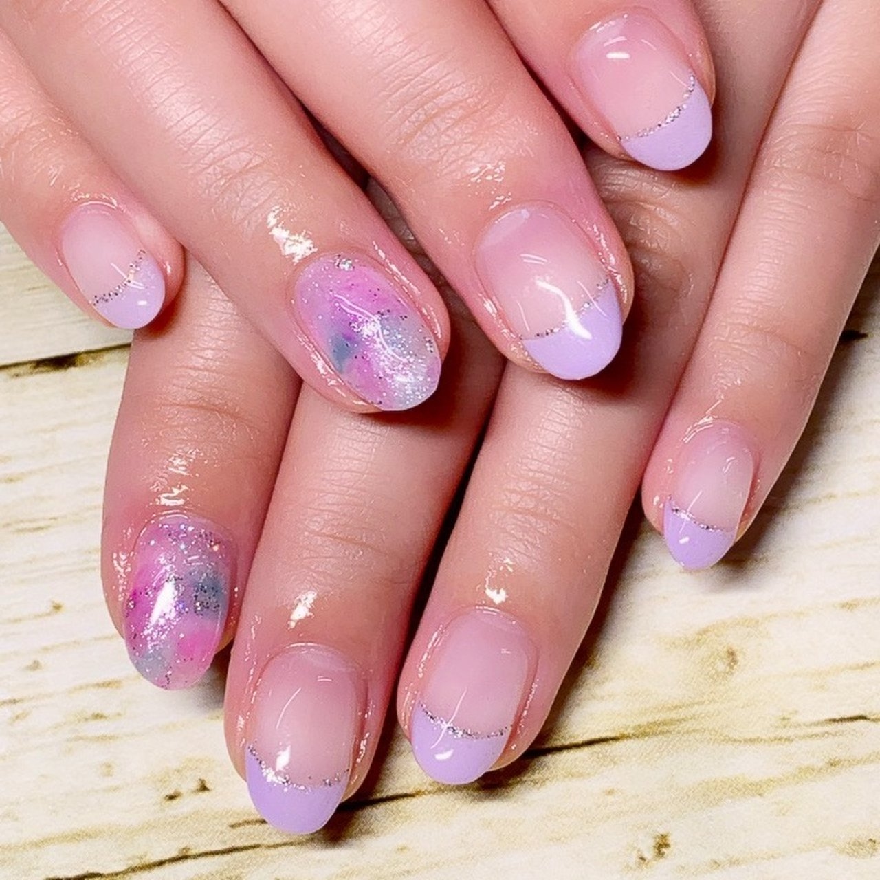 夏 梅雨 ハンド フレンチ ラメ 彩爪花のネイルデザイン No ネイルブック
