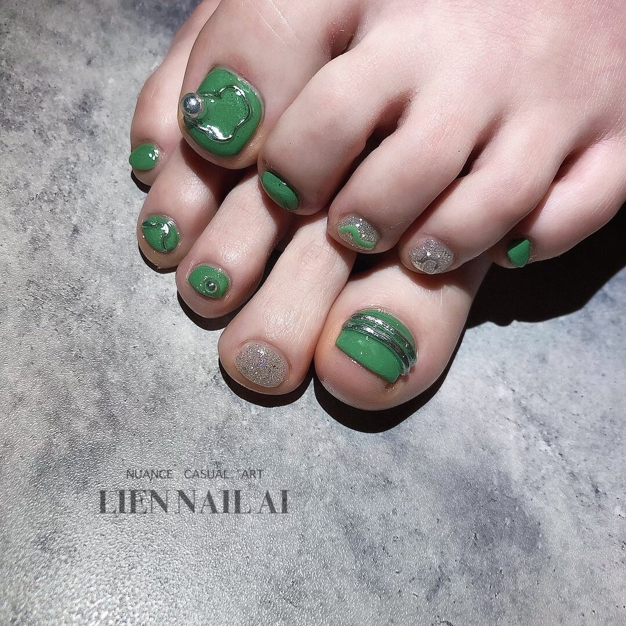 春 夏 フット ニュアンス グリーン I のネイルデザイン No ネイルブック