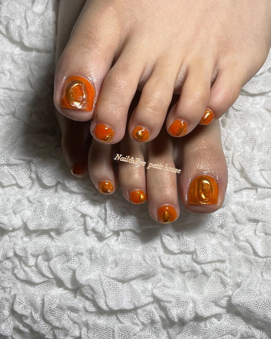 夏 梅雨 フット ニュアンス オレンジ Nail Eye Petit Houseのネイルデザイン No ネイルブック