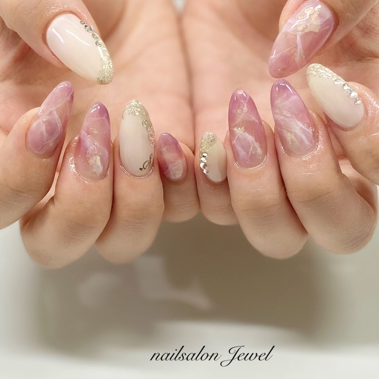オールシーズン 梅雨 ハンド シンプル 大理石 Nailsalon Jewelのネイルデザイン No ネイルブック