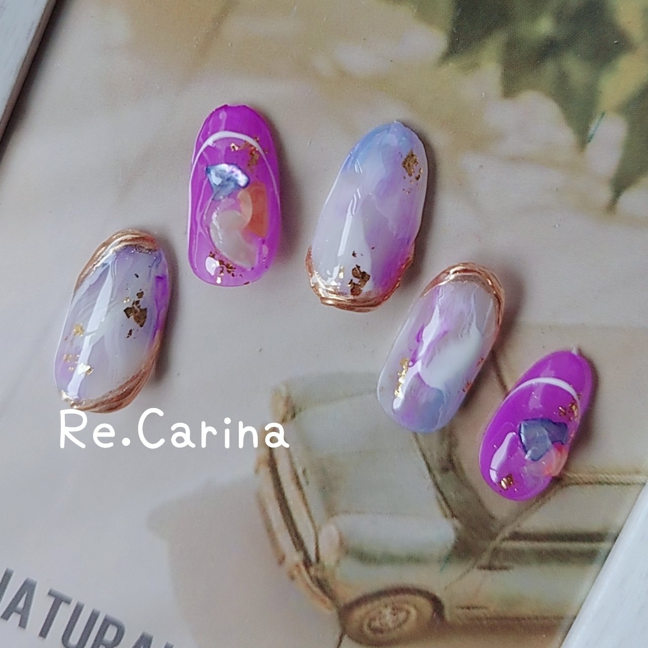 夏 オールシーズン ハンド 3d 大理石 Re Carina Mayuのネイルデザイン No ネイルブック