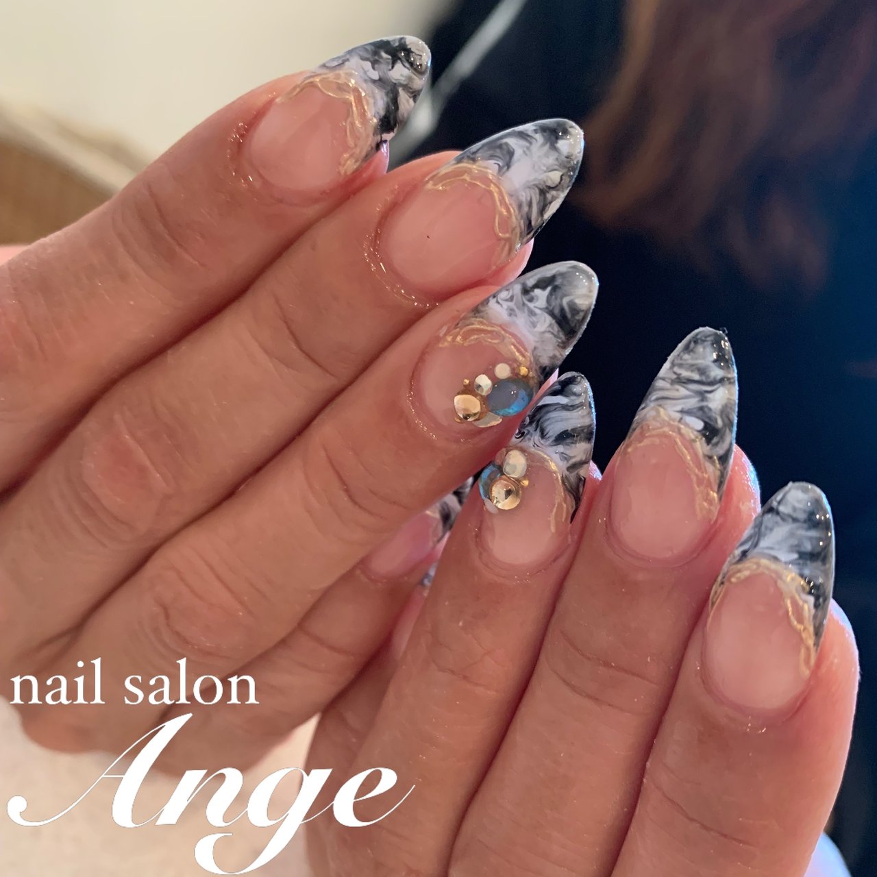 夏 ハンド フレンチ マーブル ロング Ange Sakiのネイルデザイン No ネイルブック