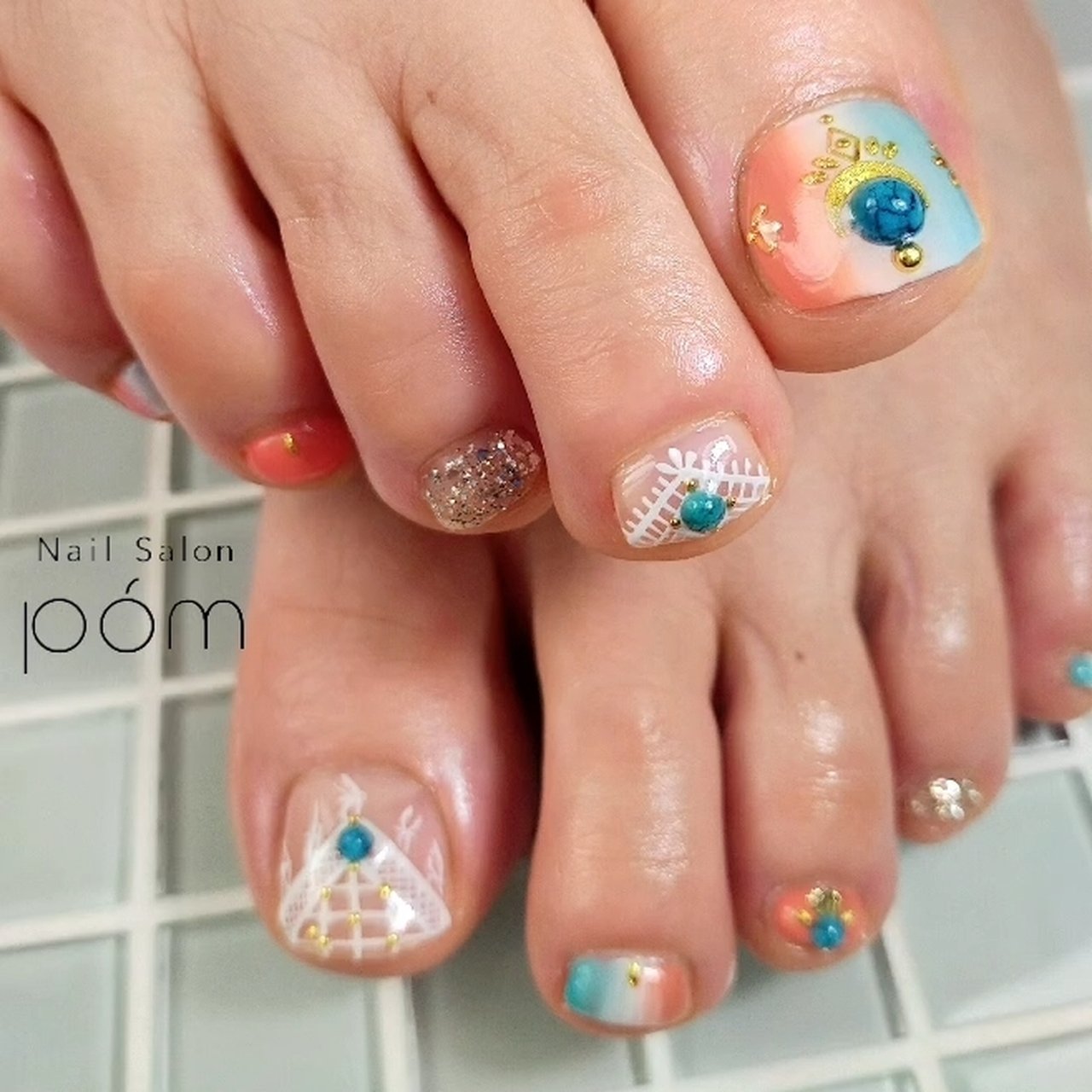夏 旅行 海 リゾート フット Nail Salon Pomのネイルデザイン No ネイルブック