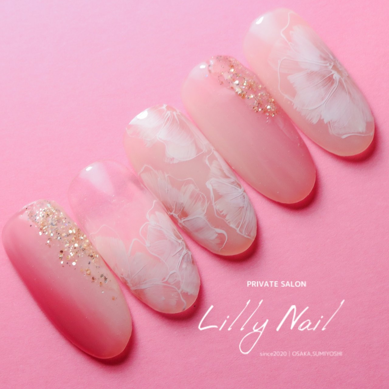 夏 オールシーズン オフィス デート ハンド 大阪市住吉区フィルイン専門ネイルサロン Lillynail リリーネイル にしもりさきのネイル デザイン No ネイルブック