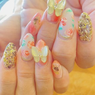 3d エンボス 立体 薔薇のネイルデザイン ネイルブック