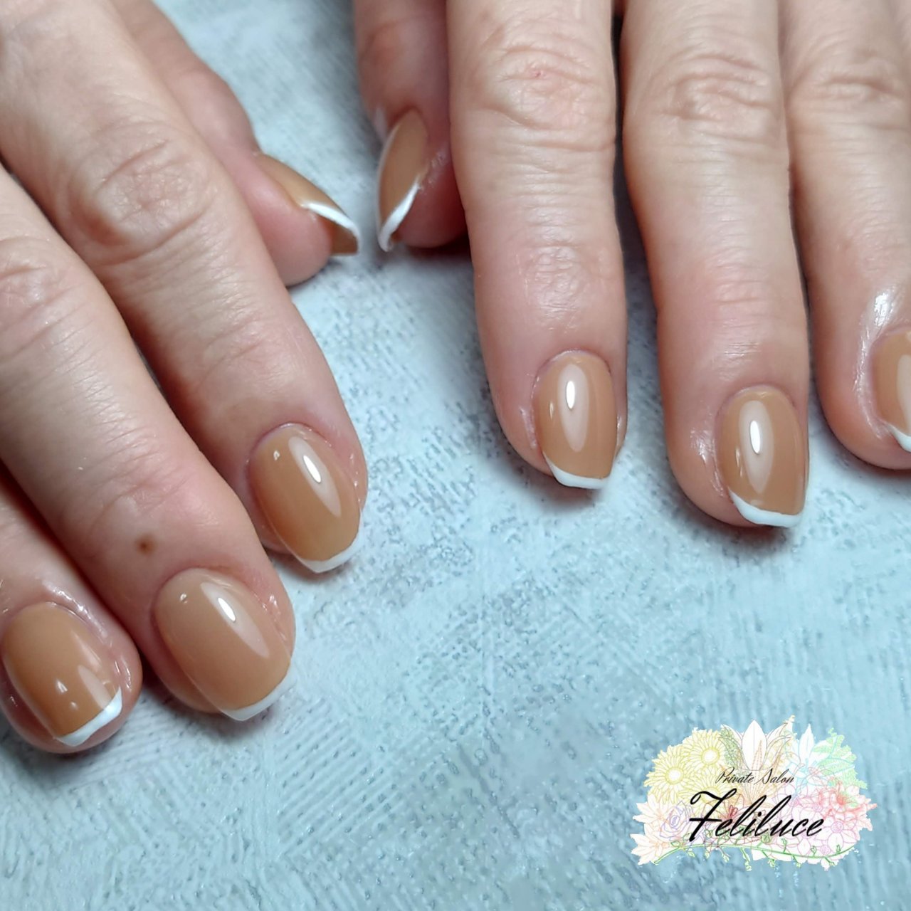 オールシーズン ハンド フレンチ ショート スクエアオフ Felilucenailのネイルデザイン No ネイルブック