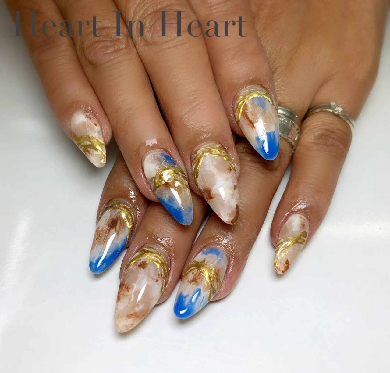 オールシーズン ハンド タイダイ 大理石 ロング Heart In Heartのネイルデザイン No ネイルブック