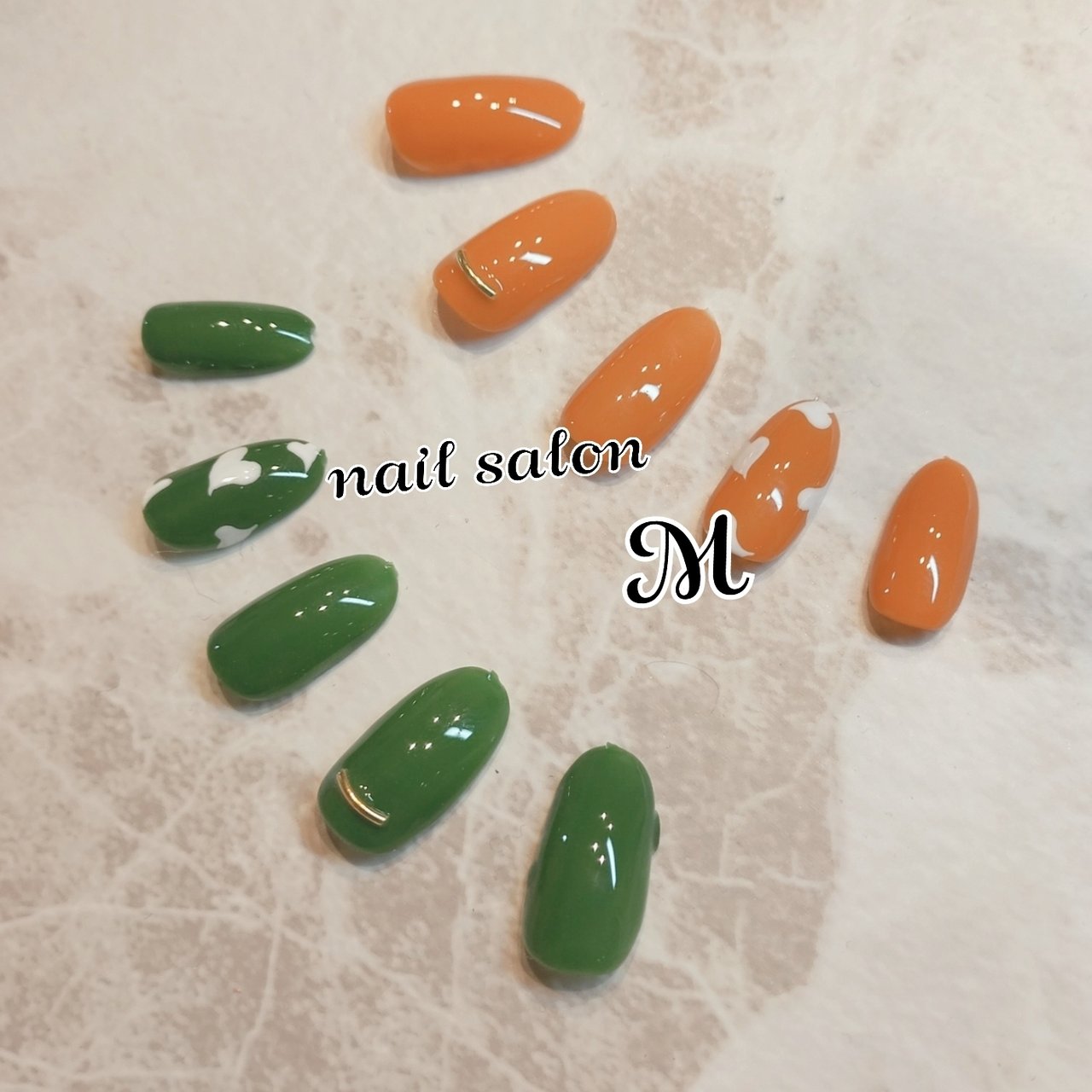 シンプル/ワンカラー/ハート/ホワイト/オレンジ - nail salon Mの