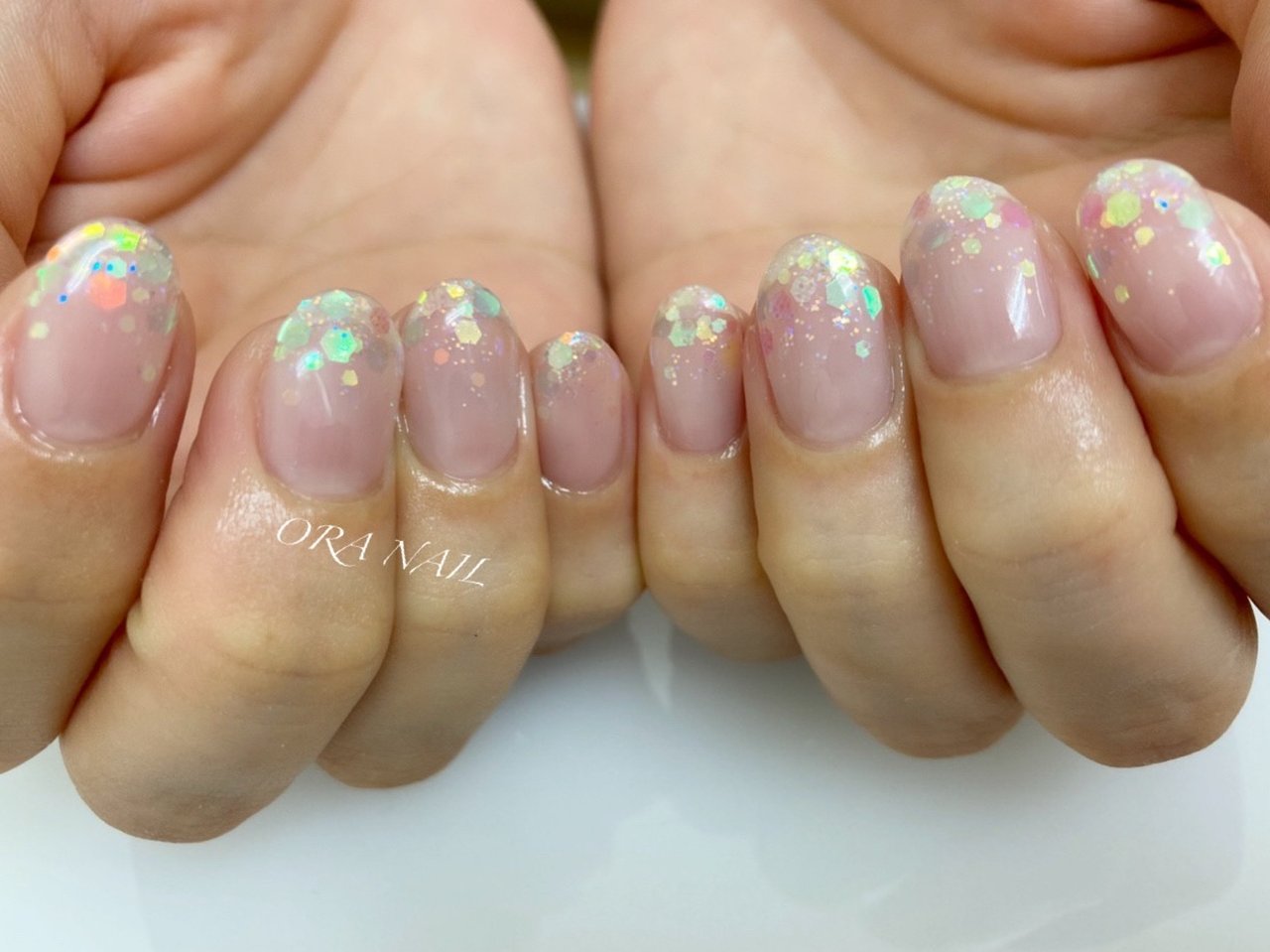 夏/オールシーズン/ハンド/ホログラム/ミディアム - 《佐賀市ネイル