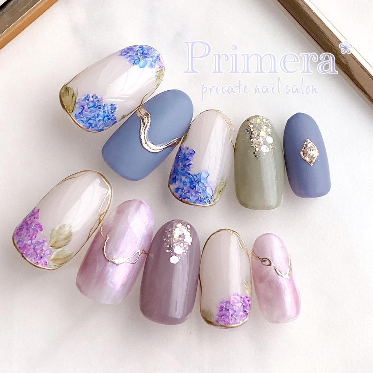 春 夏 梅雨 オフィス フラワー Nail Primeraのネイルデザイン No ネイルブック