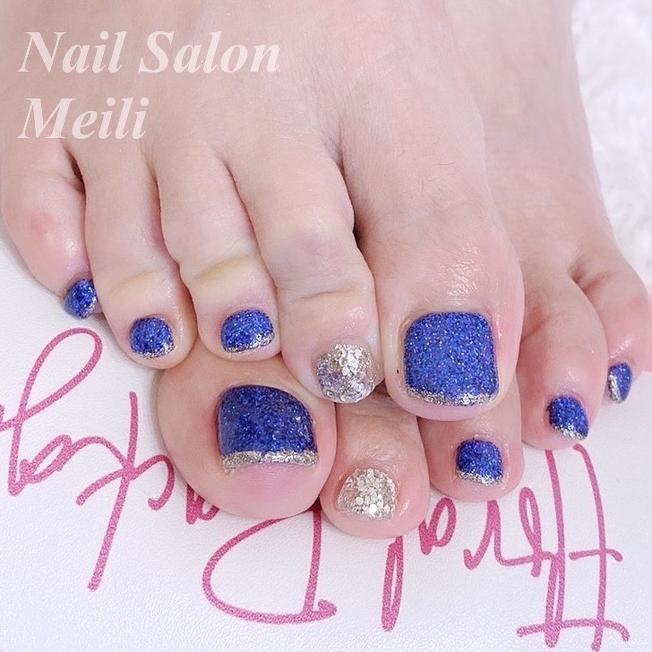 オールシーズン フット ブルー メタリック ジェルネイル Nail Salon Meili 大宮駅西口のネイルデザイン No ネイルブック