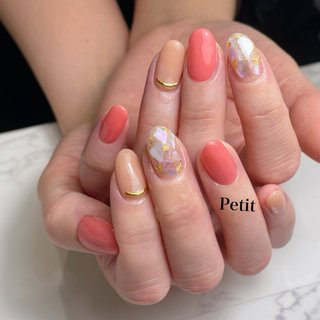 コーラルピンクのネイルデザイン ネイルブック