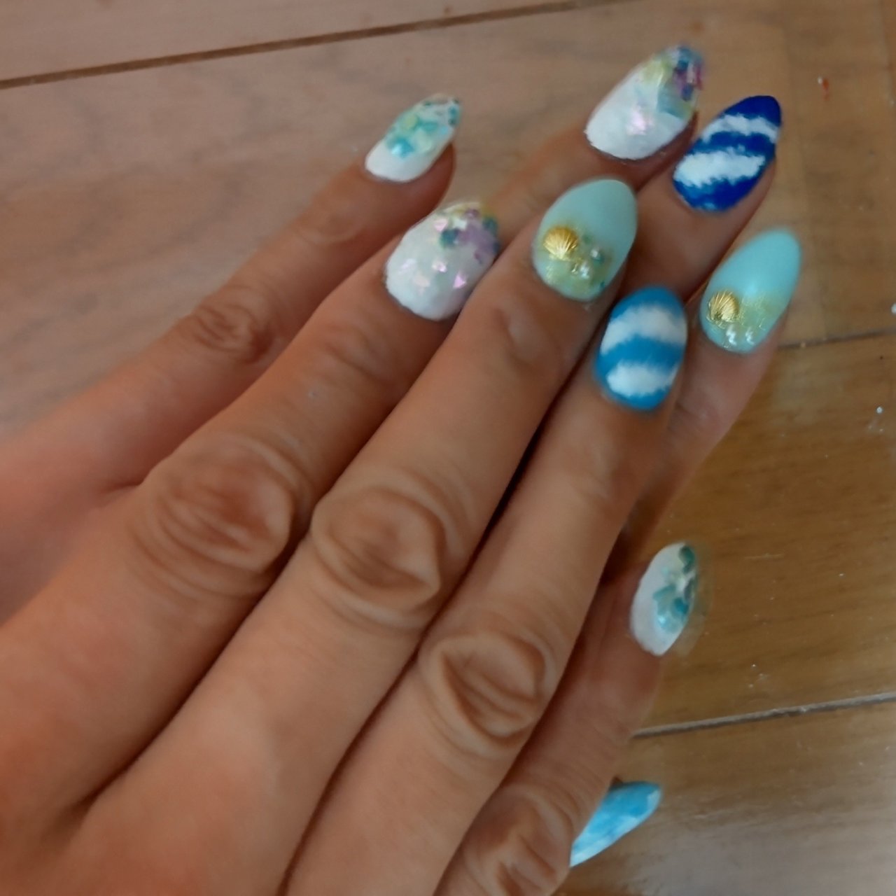 夏 ハンド シンプル タイダイ マーブル くりみほのネイルデザイン No ネイルブック