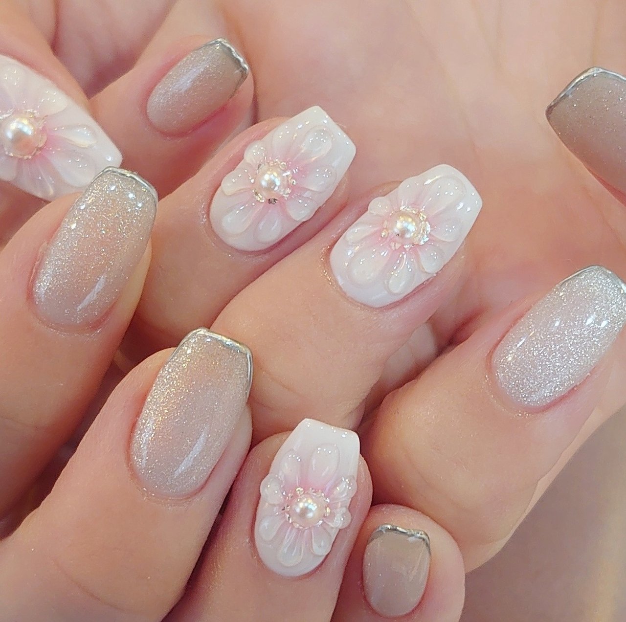 夏/ワンカラー/フラワー/3D/マグネット - _kafflesia_のネイルデザイン