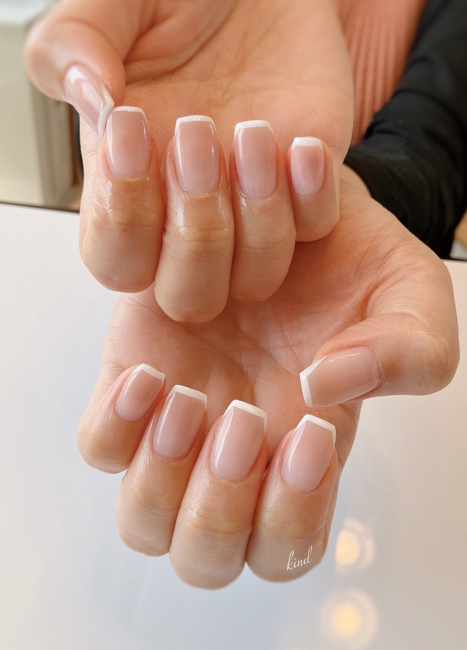 夏 オールシーズン ハンド シンプル フレンチ Nail Kindのネイルデザイン No ネイルブック