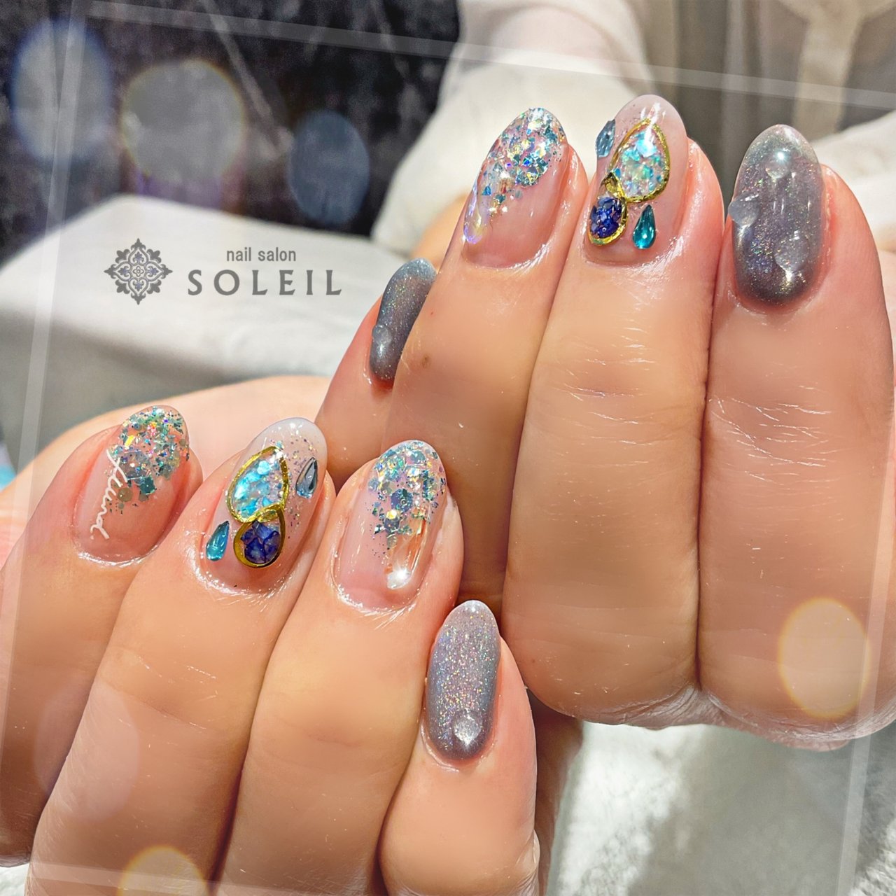 夏 梅雨 海 リゾート ハンド Nail Salon Soleil ネイルサロン ソレイユ のネイルデザイン No ネイルブック