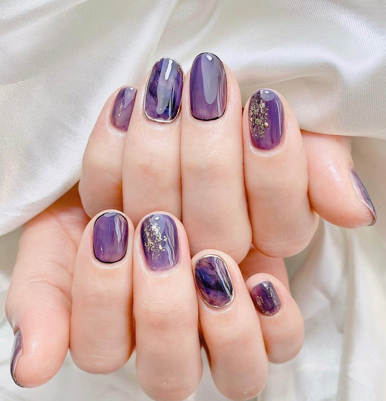 ショート パープル ブラック シルバー Sweet Nailのネイルデザイン No ネイルブック