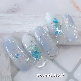 夏 秋 ハンド ラメ シェル Naturalbeautyのネイルデザイン No ネイルブック