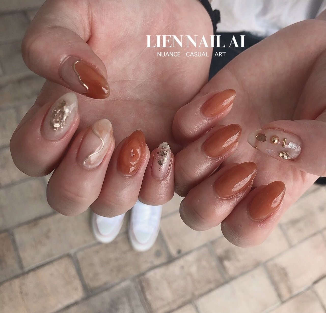 春/夏/ハンド/ニュアンス/オレンジ - I.のネイルデザイン[No.7355110