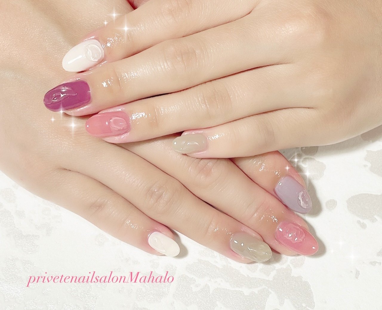 オールシーズン 梅雨 オフィス 女子会 ハンド Mahalo Privatenailsalonのネイルデザイン No ネイルブック