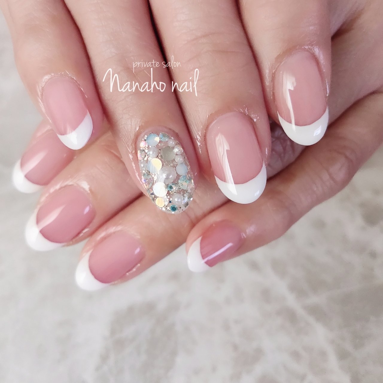 夏 ブライダル ハンド シンプル フレンチ Nanaho Nail 大阪府八尾市 のネイルデザイン No ネイルブック