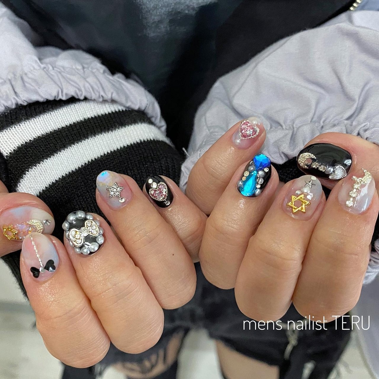 夏 秋 ハンド シンプル ビジュー 大阪北堀江nail Salon Eternalメンズネイリストteruのネイルデザイン No ネイルブック