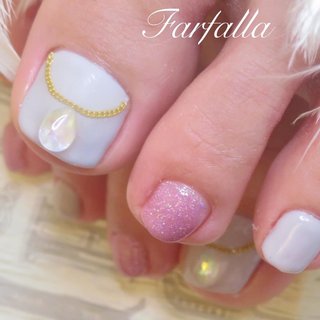 フット ピンク グレーのネイルデザイン ネイルブック