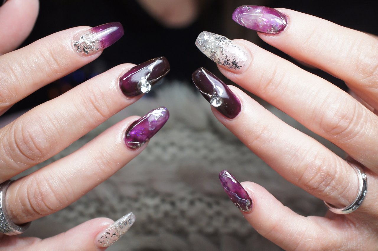 パープル ボルドー 埼玉県上尾市jewel Nailのネイルデザイン No ネイルブック