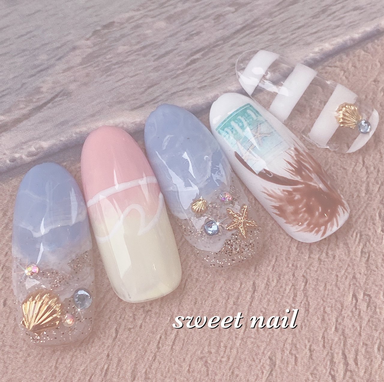 ネイルチップ スワロフスキー ヤシの木 夏 ♡A Nail♡ | animasom.com.br