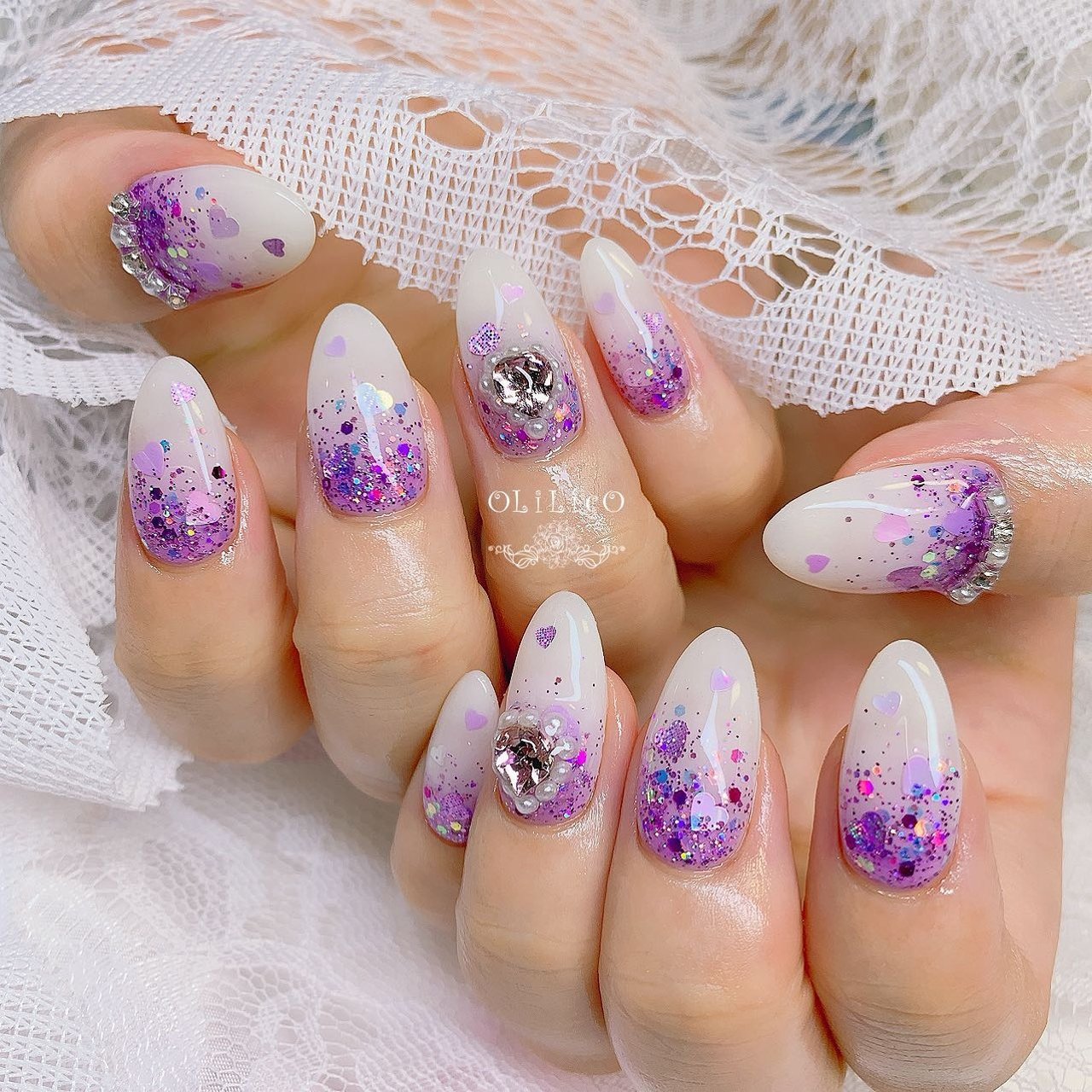 グラデーション/ビジュー/ホログラム/ラメ/ハート - OLiLicO（オリリコ