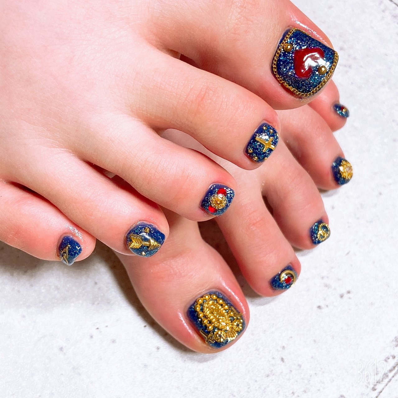 フット/ネイビー/ゴールド - いっこのネイルデザイン[No.7364442