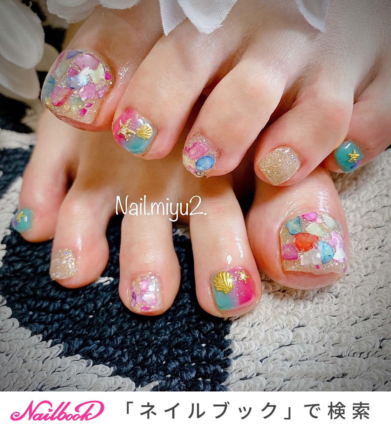 夏/海/リゾート/デート/フット - Miyuki Nakayamaのネイルデザイン[No