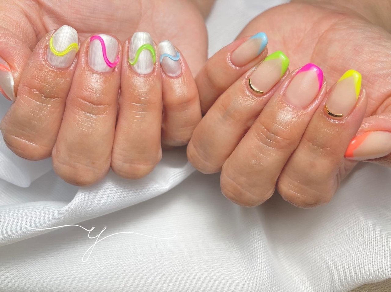 夏 オールシーズン ハンド 変形フレンチ ワンカラー Nail Salon Yのネイルデザイン No ネイルブック