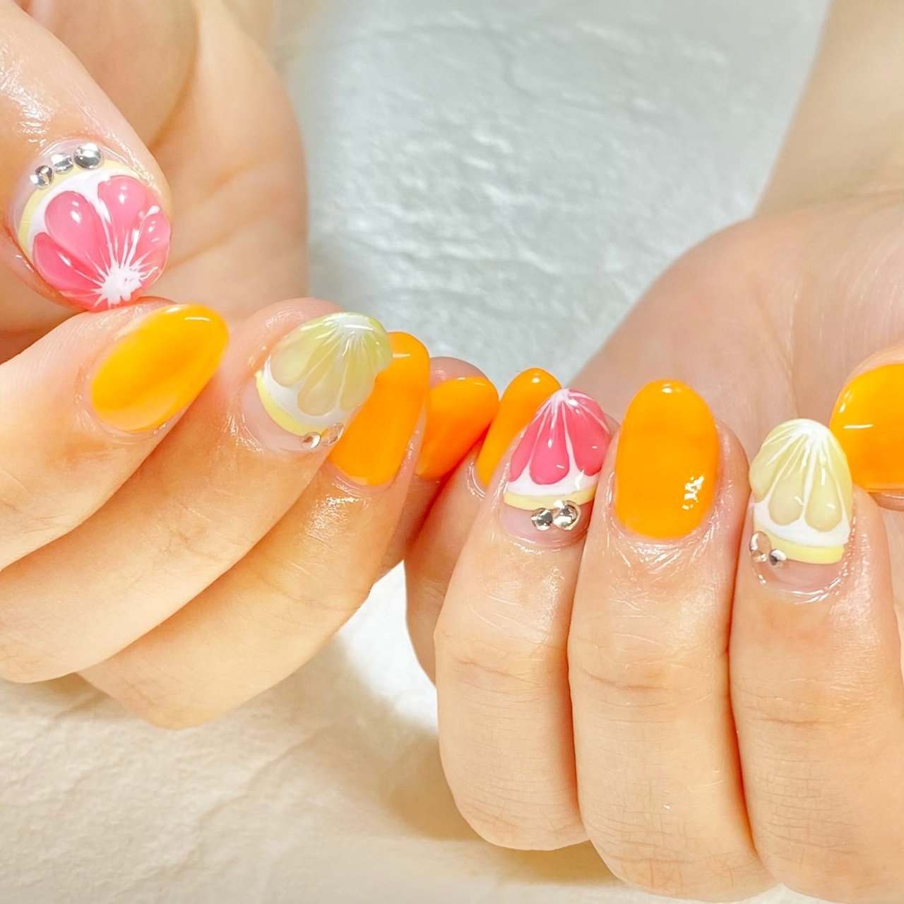 夏 ハンド トロピカル フルーツ オレンジ Nail Salon Lamer ラメール のネイルデザイン No ネイルブック