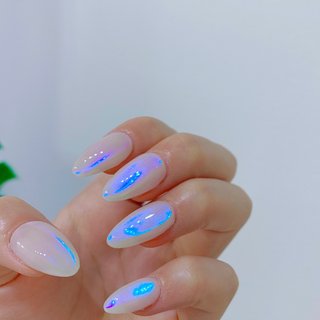 No.333 ネイルチップ　青　水色　ニュアンス　マグネット　キラキラ　うるうる 氷ネイルのネイルデザイン(333ページ目)｜ネイルブック No.333 ネイル