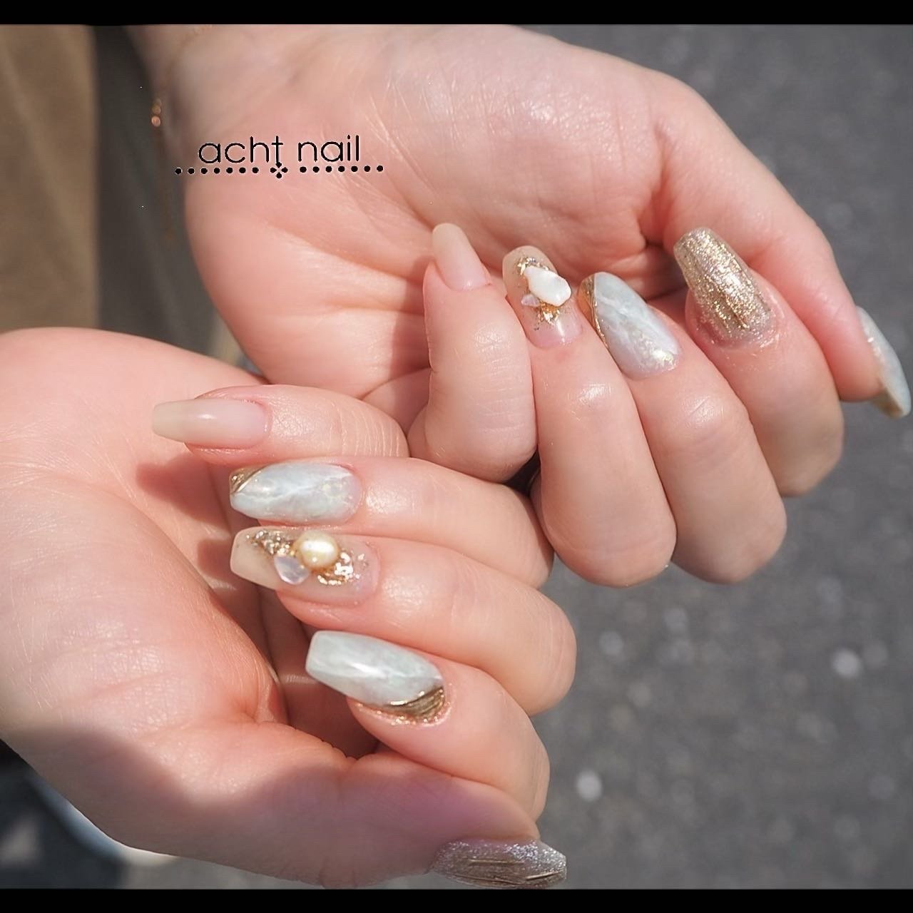 ハンド ホログラム ラメ 大理石 ロング Acht Nail アハトネイル のネイルデザイン No ネイルブック