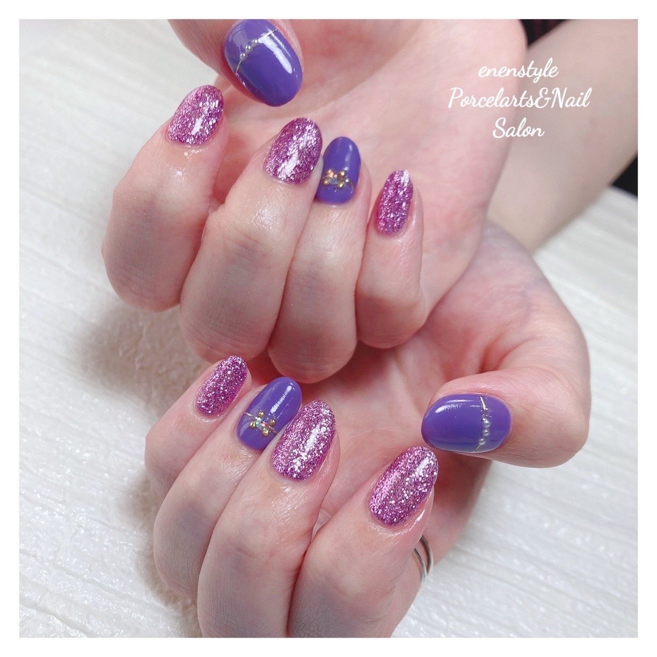 ピンク ネイビー パープル Enenstyle Porcelarts Nail Salonのネイルデザイン No ネイルブック