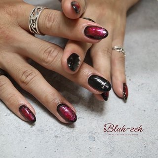 チーク ニュアンス ブラックのネイルデザイン ネイルブック