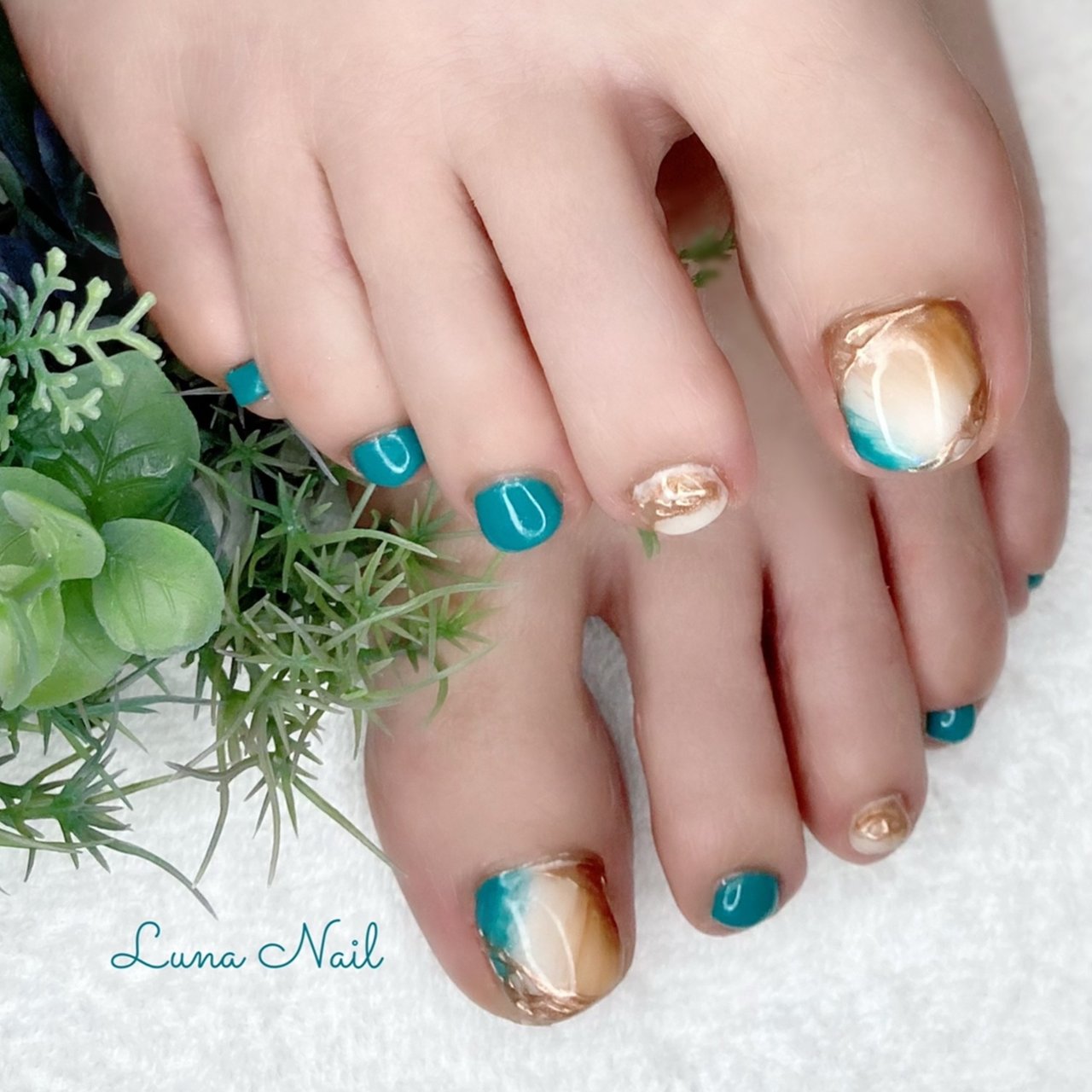 夏 秋 リゾート 女子会 フット Lunanail18のネイルデザイン No ネイルブック