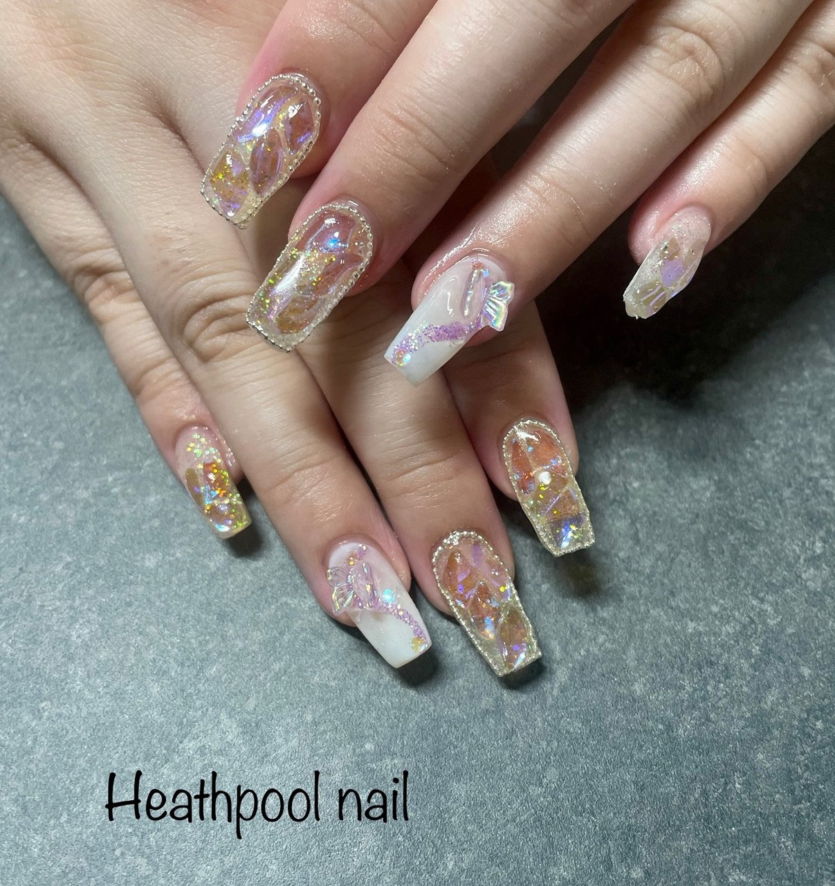 ハンド/ラメ/オーロラ/ワンホン/韓国 - heathpoolnailのネイルデザイン 