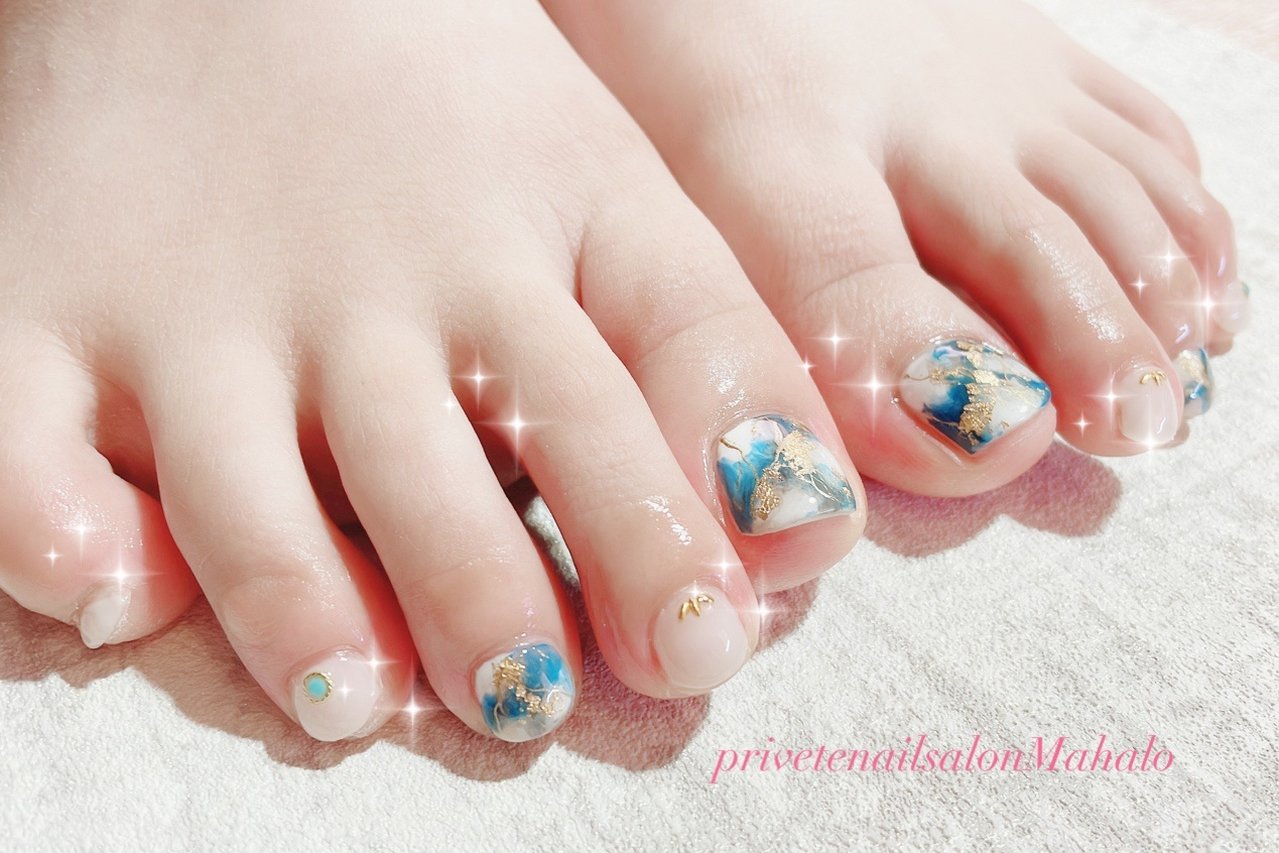夏 海 リゾート 女子会 フット Mahalo Privatenailsalonのネイルデザイン No ネイルブック