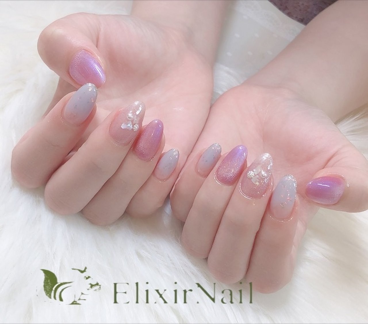 夏 ハンド ワンカラー シェル ギャラクシー エリクサーネイルのネイルデザイン No ネイルブック