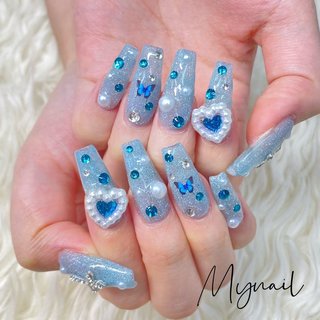 ブルー 青 ギャルネイルのネイルデザイン ネイルブック